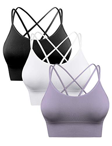 Sykooria 3 Pack Strappy Sports Bra for Women Sexy Crisscross for Yoga Running Athletic Gym Workout Fitness Tank Tops