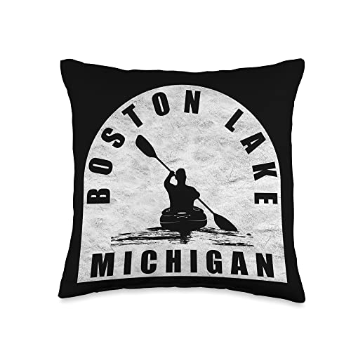 Boston Lake Kayaking Michigan Throw Pillow