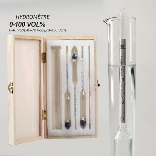 XIESK Éthylotest hydromètre 0-100 % en volume pour alcool, distillates, whisky, vodka, etc. Pour tester la teneur élevée en alcool, avec cylindre gradué et instructions en allemand (français non – vue 7