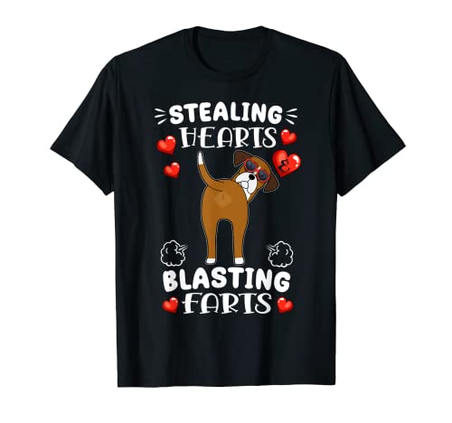 Stealing Hearts And Blasting Farts Boxer Dog Valentines T-Shirt