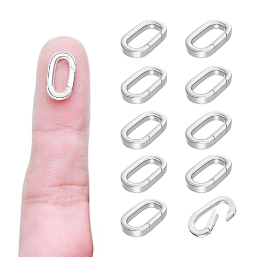 OHINGLT 10Pcs Carabiner Clip Pendant Clasps Silver Necklace Clasp and Closures Bracelet Charm Connector for Women