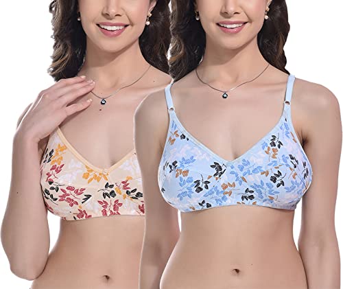 Image of FIMS - Fashion is my style Cotton Bra Non-Padded Non-Wired Bra Floral Print Bra for Women Combo Pack Girls Everyday Bra