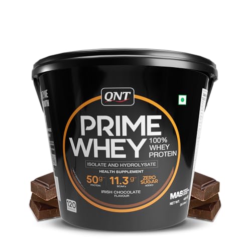 Image of QNT Prime Whey Protein Powder - Irish Chocolate | 25g Protein Per Scoop | Whey Isolate, Concentrate & Hydrolysate Blend | 120 Servings | Muscle Growth, Recovery & Strength | 4kg