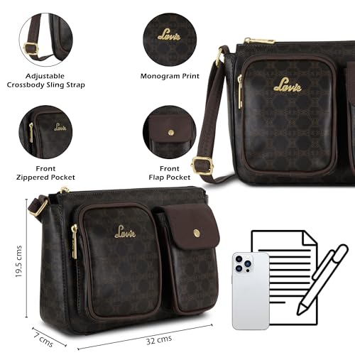 Image of Lavie Women's Monogram Elsa Pocket Crossbody Sling Bag | Ladies Purse Handbag | Gift for Women