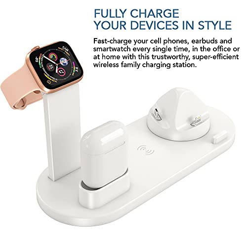4-In-1 Fast 15W Apple Charging Station For Multiple Devices - Wireless Charging + Plug For Iphone 14/13/12/11/X/8 + Airpods Pro 2/Pro/2/1 + Apple Watch Stand Se/7/6.+ Samsung/Android Type-C/Usb #TOP7