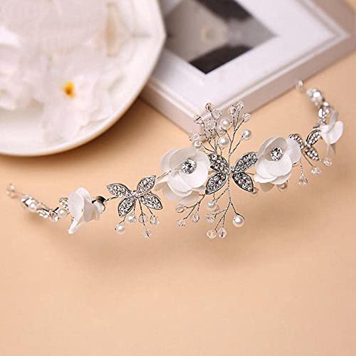 Tiara de novia y comunión con perlas hermosas para peinados de boda infantil 4