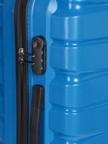 Image of TEAKWOOD LEATHERS Hardside Wheels Trolley Bag, Hard Cabin with Zipper Closure, Adjustable Push Button & Cross Side Strap, Lock System 360 Degree (55 CM, 65 CM, Royal Blue)