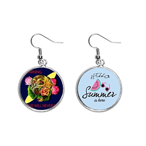 Pendientes de calavera y sandía con diseño de amor eterno para el lóbulo
