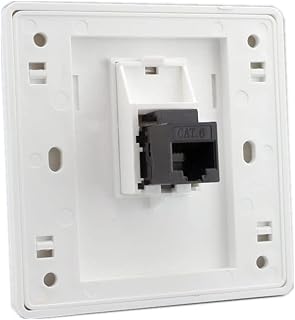 CAT6 Gigabit Network Socket, 86x86mm Ethernet RJ45 LAN Cable Faceplate Networking Port Dual-Pass Socket Box for Ethernet Cable Installation Female To Female Internet Outlet, White (LAN x 1)