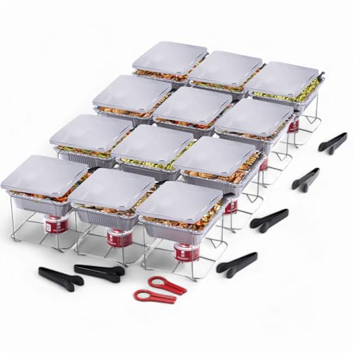 Comparison: Best Chafing Dish Set 10 Alpha Living 12 Pack - Disposable Chafing Dish Buffet Set, Welded Body Food Warmers for Parties, 2hr Fuel Cans Complete Set, Half Size Pans, Warming Trays