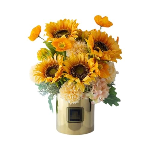 屋外の偽の花リビングルームの装飾ヒマワリの家の装飾ENシミュレーション花柄のコーヒーテーブルダイニングテーブル装飾屋外人工花