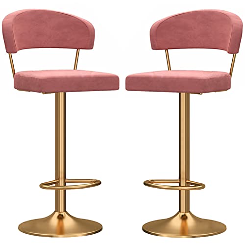 Taburetes de Bar de Altura de mostrador, taburetes de Bar tapizados de Terciopelo Modernos con Respaldo, sillas de Bar giratorias de 360° con Patas de Metal y reposapiés, Altura Ajustable, i