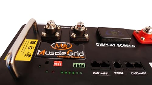 Image of MuscleGrid 120AH 24V Lithium Battery, Heavy Duty, LCD Display, 50 Years Life, Mobile app Monitoring, Black (25.6V Fully Smart)
