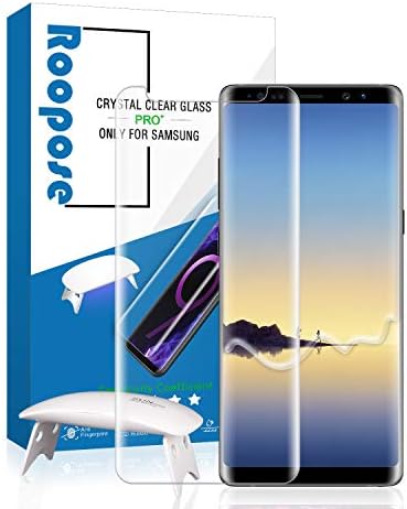 Roopose Galaxy Note 8 Screen Protector Tempered Glass,Full Screen Coverage 3D Curved Screen Protector Tempered Glass Shield Liquid Dispersion Tech with UV Light for Samsung Galaxy Note 8-1 Pack