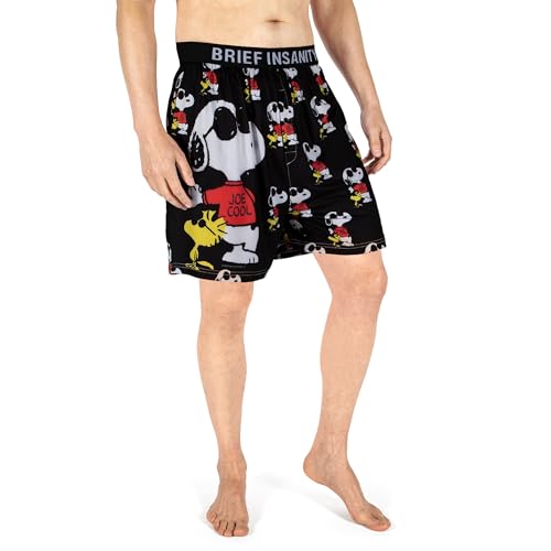 BRIEF INSANITY Snoopy Unisex Joe Cool Boxer Shorts | Peanuts Print Snoopy Boxer Shorts | Charlie Brown2