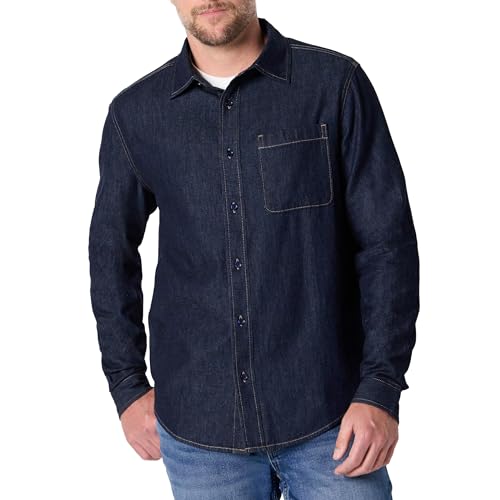 Amazon Essentials Men's Regular-Fit Long-Sleeve Button-Down Denim Shirt, Rinse, X-Large