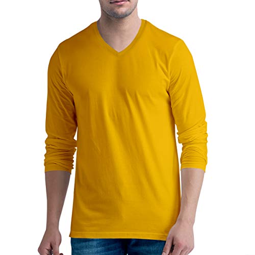 Image of Pooplu Men's Regular Fit Plain 100% Cotton V Neck Full Sleeves Multicolour Pootlu T Shirt. Casual, Trendy, Stylish Tshirts and Tees