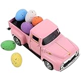 Ciieeo Décoration Vintage Camion Pickup Métal avec Œufs de Pâques Figurine Américaine Artisanale pour Table de Printemps et Intérieur