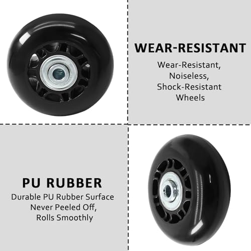 Image of Luggage Wheels Replacement, 64 x 24mm, Black Rubber, 2pcs
