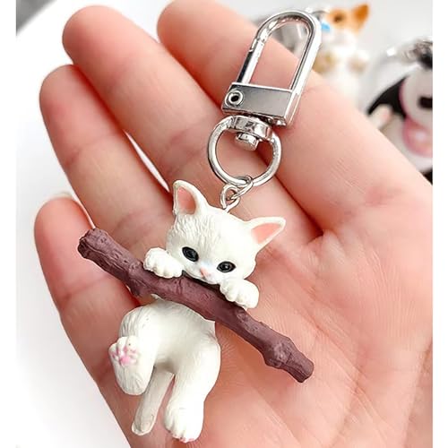 Schlüsselanhänger mit Cartoon-Katze, Hund, süßer Anhänger, Ornament, Schlüsselanhänger, Rucksack-Dekoration für Frauen und Mädchen, Mops-Schlüsselanhänger, Length: 6.2cm