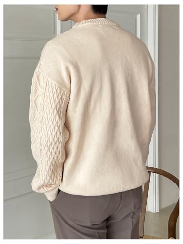 Men's Textured Long Sleeve Knit Sweater Drop Shoulder Mock Neck Pullover Top2