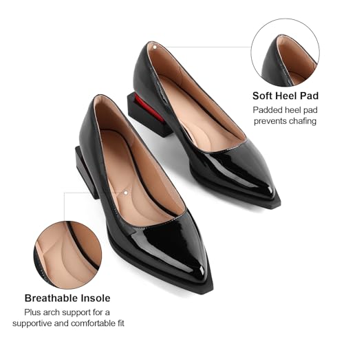 Chunky Heel Womens Pumps Stylish Pointed Toe Pumps Shoes for Women Comfortable Low Heels Fashionable Dress Shoe for Work Office Walking2