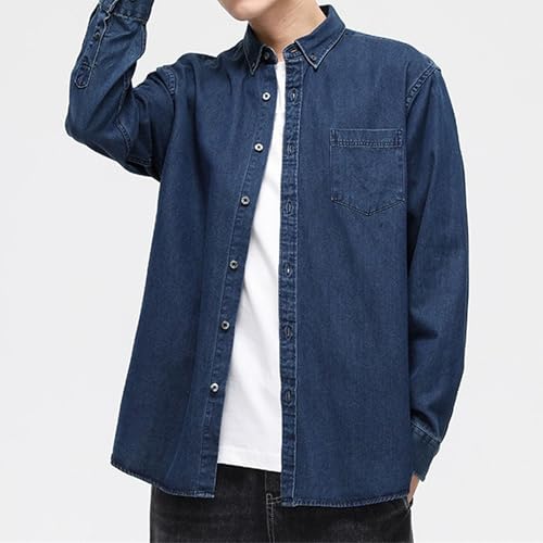 Maiyifu-GJ Denim Jackets for Men Casual Button Down Trucker Jacket Jean Coat Cotton Lightweight Loose Biker Outerwear3