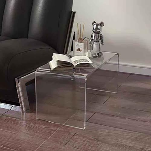BINERM Acrylic transparent side table, sofa small coffee table side table multifunctional creative seating area table suitable for hotels, bookstores, western restaurants,Clear,30 * 30 * 55cm