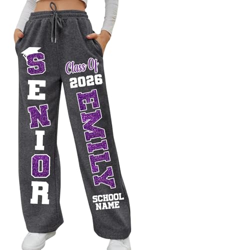 Personalized Senior 2026 Pants, Custom Graduation Pants with Name and School Name, Senior Sweatpants Class of 20262