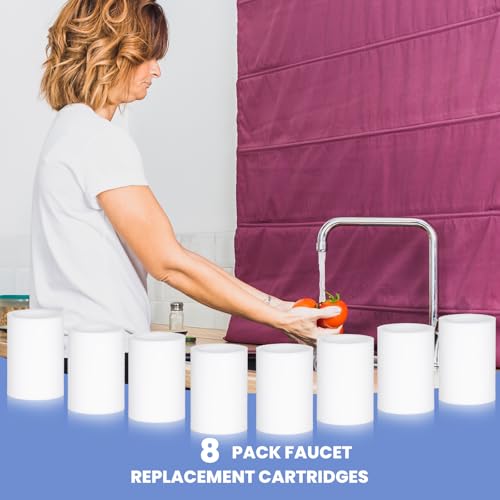 8 Pcs Tap Water Filter Water Tap Activated Carbon Clean Purifier Replacement Flow Pure Tap Filter Faucet Filter for Improve Water Quality Home Kitchen Bathroom Shower Hose - Image 2