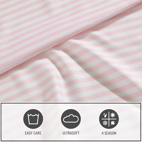 Image of Eddie Bauer Kids - Queen Sheet Set, Ultra-Soft Microfiber Bedding with Fully Elastic Fitted Sheet, Kids Bed Set with Pillowcases, Easy Care Bedding (Little Stripe)