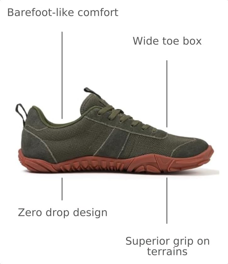 Image of UBFEN Womens Barefoot Shoes Mens Wide Toe Box Zero Drop Minimalist Sneakers | Laces Up, Lightweight, Breathable, Comfortable, Suitable for Walking, Travel, Light Hiking, Trail Running, Tennis, Daily Wear