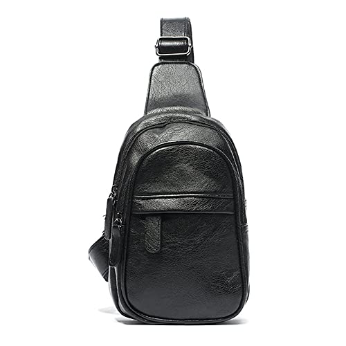 Men Mini Sling Bag Nylon watherproof Unbalance Small Chest Shoulder Bags Casual Crossbody Bag(black)