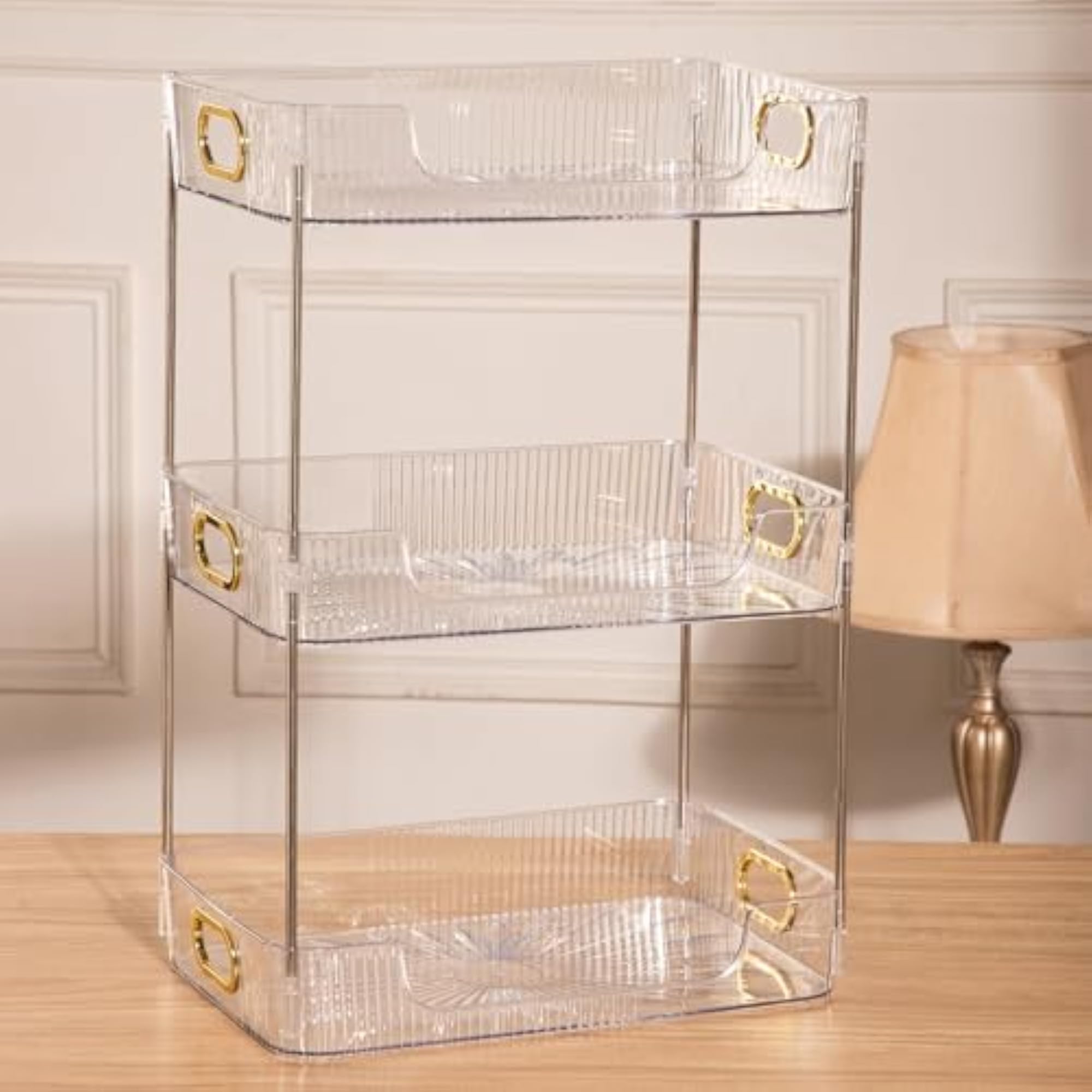 Multipurpose Glass Finish Bathroom Organiser Stand Rack