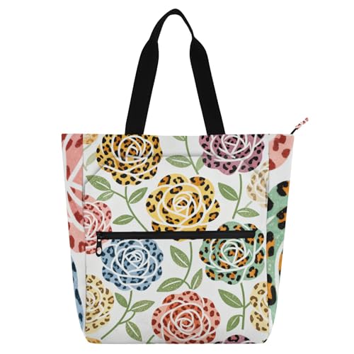 Bolsas de mano con rosas de leopardo para tus compras diarias y días de playa