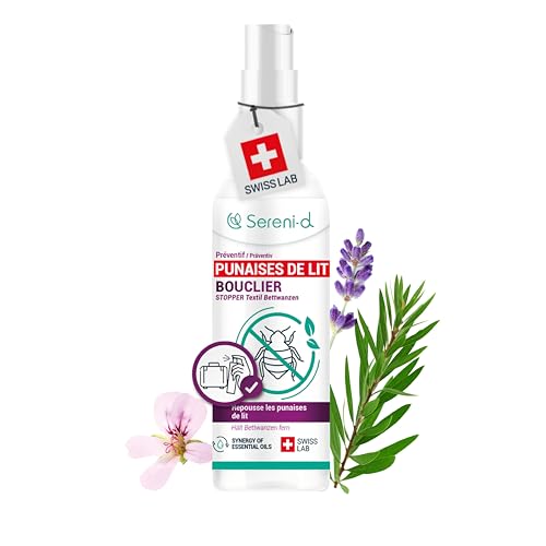 SERENI-D - BOUCLIER ANTI PUNAISE DE LIT - Spray anti punaise de lit puissant - Traitement naturel aux Huiles Essentielles/Fleur de Pyrèthre Végétal - Résultats rapides & efficaces - 100mL