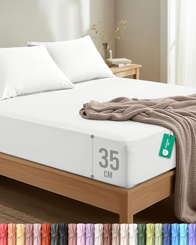 Utopia Bedding Super King White Fitted Sheet with Pillow Cases x 2 (50x75cm) - Deep Pocket (35 cm) - Bed Sheets Set - OEKO-TEX Certified - Soft Brushed Microfibre