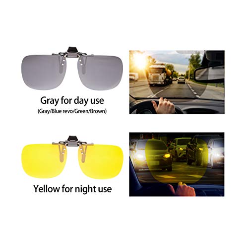 Image of POLARS DESIGN Clip On Flip Up Polarized Len Sunglasses Over Prescription Myopia Eyeglasses