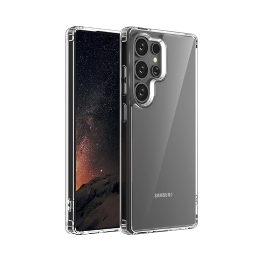 Image of ONES for Samsung Galaxy S23 Ultra Slim Case Clear, [PC + TPU Hybrid][Military-Grade Drop Protection][Anti-Yellowing][ Anti-Slip ], Shockproof Silicone Hard Cover, Scratch Resistant, Transparent Case