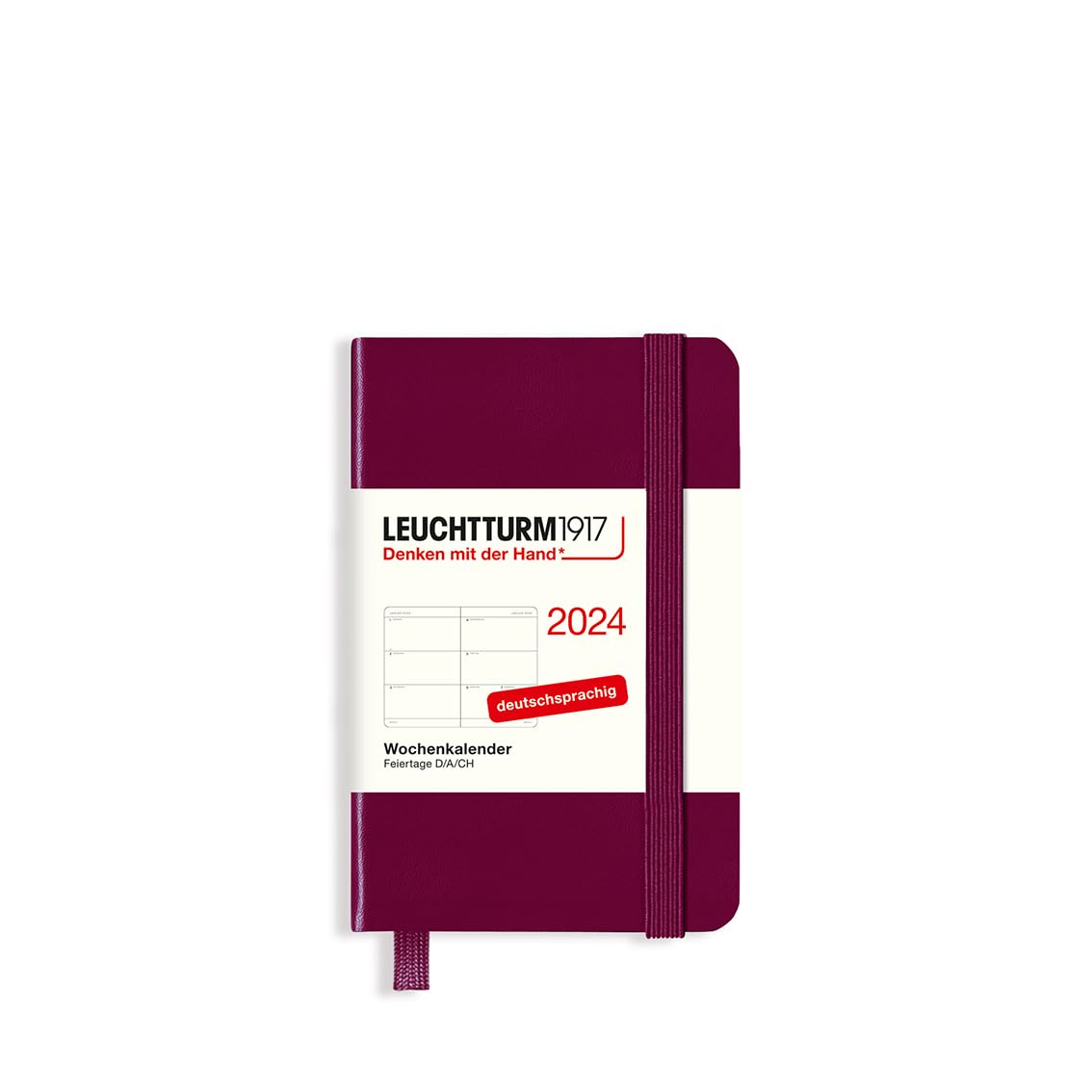 LEUCHTTURM1917 367645 Weekly Planner Mini (A7) 2024, Port Red, German, 12 Months