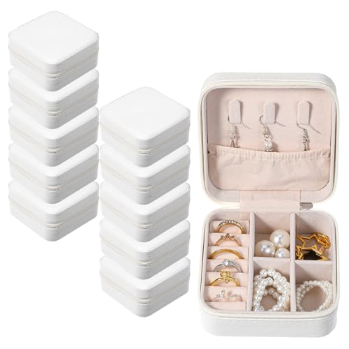Kifmurase 10Pcs Travel Jewelry Case, Bridesmaid Gifts Box, Small PU Leather Earring Organizer...