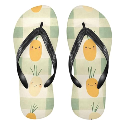 Carrot Green Plaid Flip Flop Beach Summer Casual Sandal for Women & Men Shower Shoes 20860551