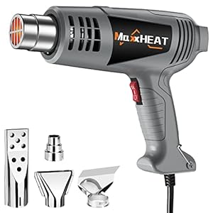 Heat Gun, MAXXHEAT 1600W Hot Air Gun Kit with Dual Temperature Setting (572℉~1112℉), Fast Heating Tool with 4 Nozzles…