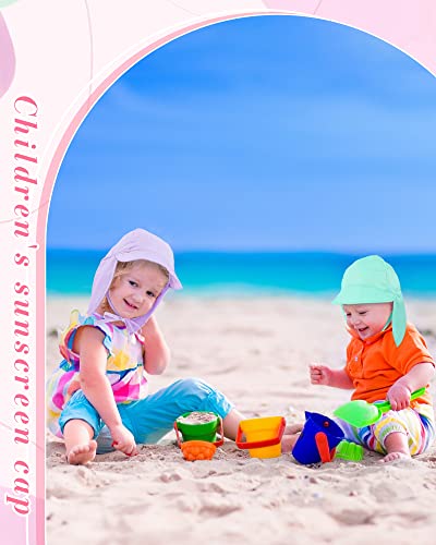 Jiuguva 4 Piece Sun Hat For Baby Boy Girl Adjustable Summer Sun Protection Swim Cap Infant Toddle Newborn Hat With Neck Flap (Elegant Colors) #TOP6