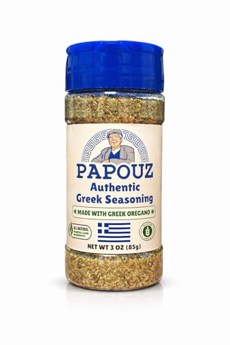 Papouz Greek Seasoning All-Purpose Mediterranean Seasoning & Rub - Spice Mix For Chicken, Potatoes, Beef, Lamb, Pork, Fish, Gyros, Souvlaki, Pizza & Salads-No Msg, 3 Oz