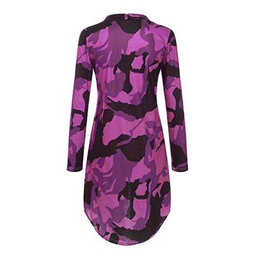 Toimothcn Womens Thin Camouflage Cardigan Tops Long Sleeve Slim Jacket Outerwear Coat(Purple,XXL)