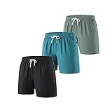 Men's Everyday Comfort Shorts 3-Pack - Lightweight and Versatile for All Activities.Green,Black,Dark Blue,XXL