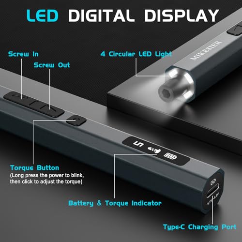 Image of 3.7V Mini Electric Screwdriver, Precision Screwdriver Set, Cordless Electric Screwdriver Kit with Digital Display, 5 Torque Levels, 64 Magnetic Bits, Compact Repair Tool Kit for Electronics