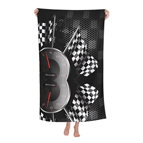 Checkered Flag Racing Adult Beach Towels Ultrafine Fiber Beach Towel Lightweight, Quick Dried, Super Absorbent Travel, Sports, Camping, Yoga, Soft, Quick Dried Swimming Towels 32 Inches X 52 Inches #TOP7