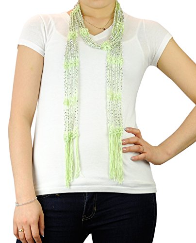 NYFASHION101 Silver-Tone Beaded Skinny Fishnet Shawl Scarf Waist Belt2